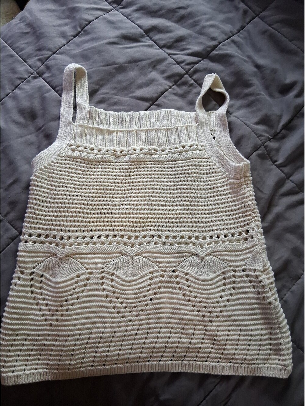 Lucky brand medium Cream Knit Tank Top with Heart Pattern